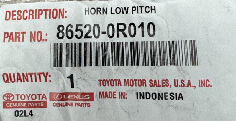 2018-2020 Toyota RAV4 Low Note Horn 86520-0R010