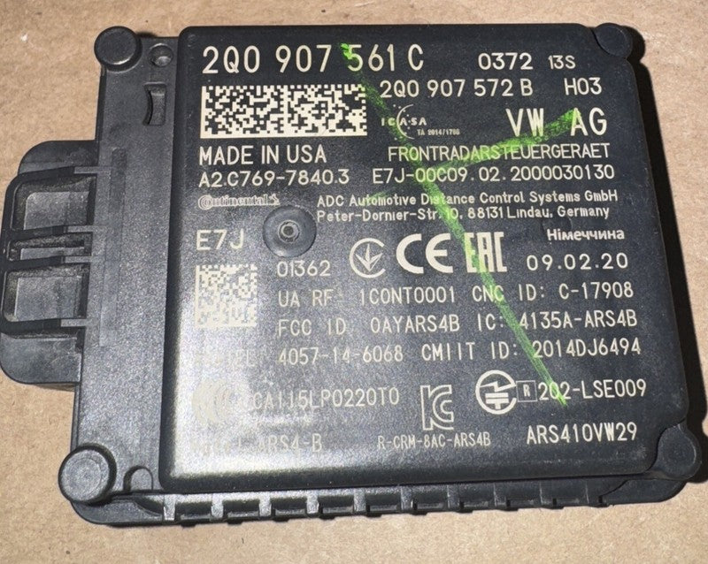 2020 Atlas Tiguan Audi Cruise Distance Sensor 2Q0907561C