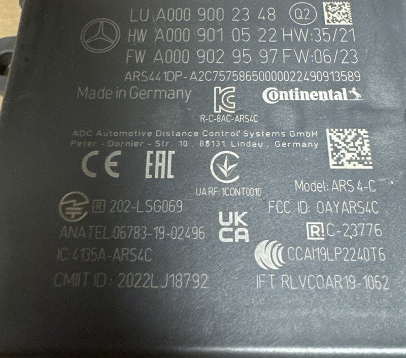 2021 Mercedes Benz CLS450 Adaptive Cruise Radar Sensor A000900792348