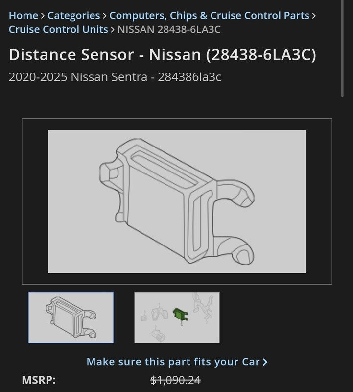 2022-2025 Sentra Distance Sensor Front Right 28438-6LA2C