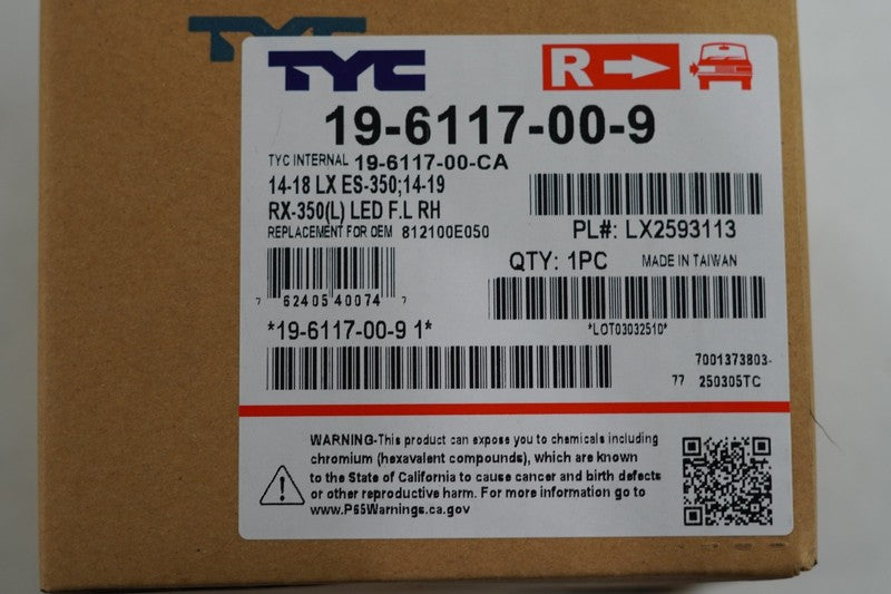 2016-18 Lexus ES300h ES350 Right LED Fog Light