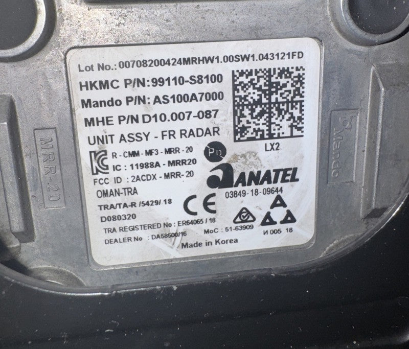 20-22 Palisade Radar Sensor Front 99110-S8100