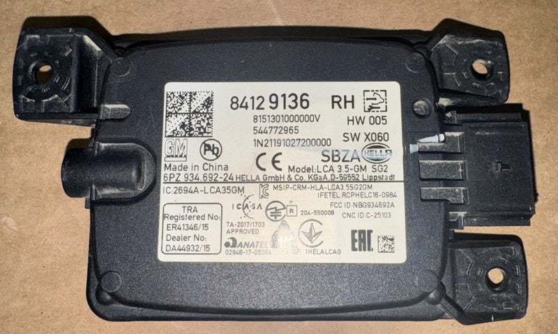 2018-2019 Chevy GMC Buick Cadillac Right Blind Spot Sensor Module 8412