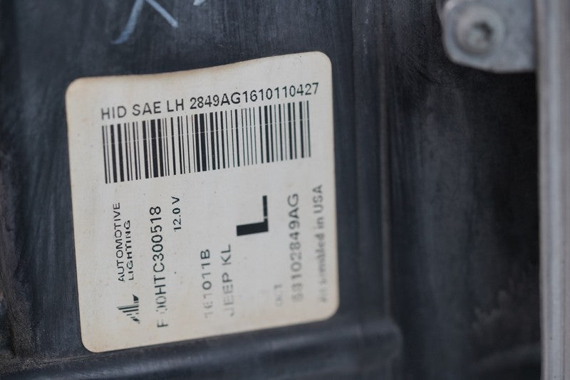2014-2018 Jeep Cherokee LH Driver Side Xenon Black Headlight OEM