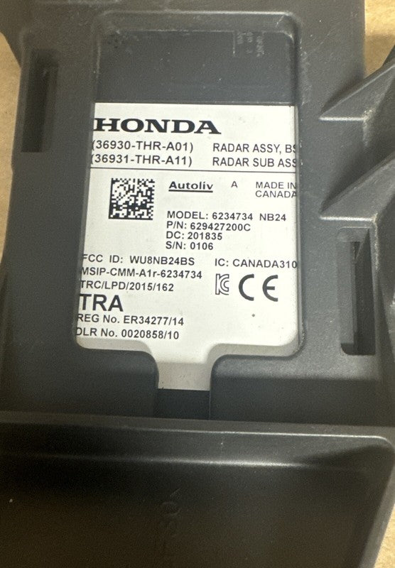 2018-2020 Honda Odyssey Right Rear Blind Spot Monitor Radar 36930-THR-