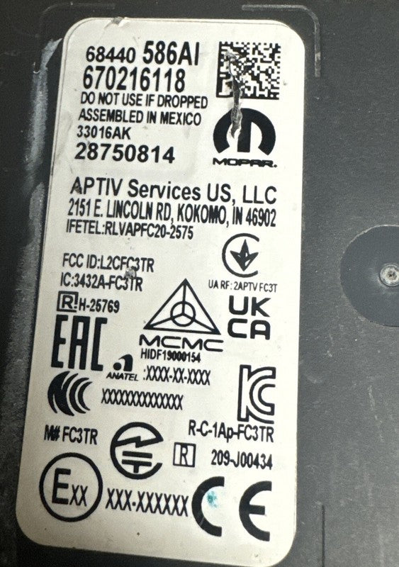 2021-2023 Jeep Grand Cherokee Radar Sensor Module - Right Side OEM #68