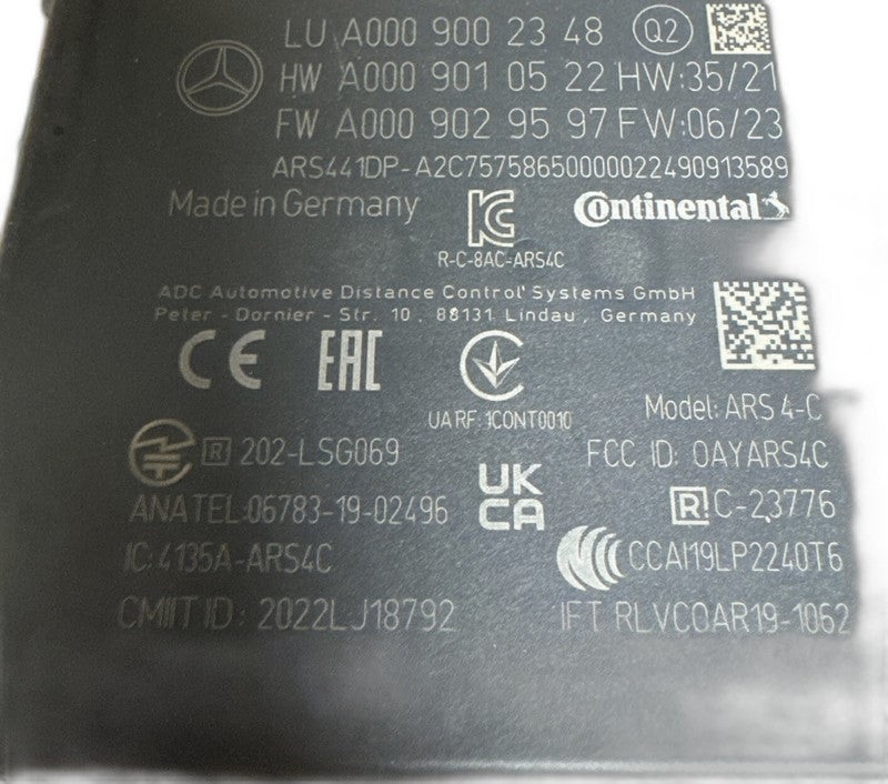 2021 Mercedes Benz CLS450 Adaptive Cruise Radar Sensor A000900792348